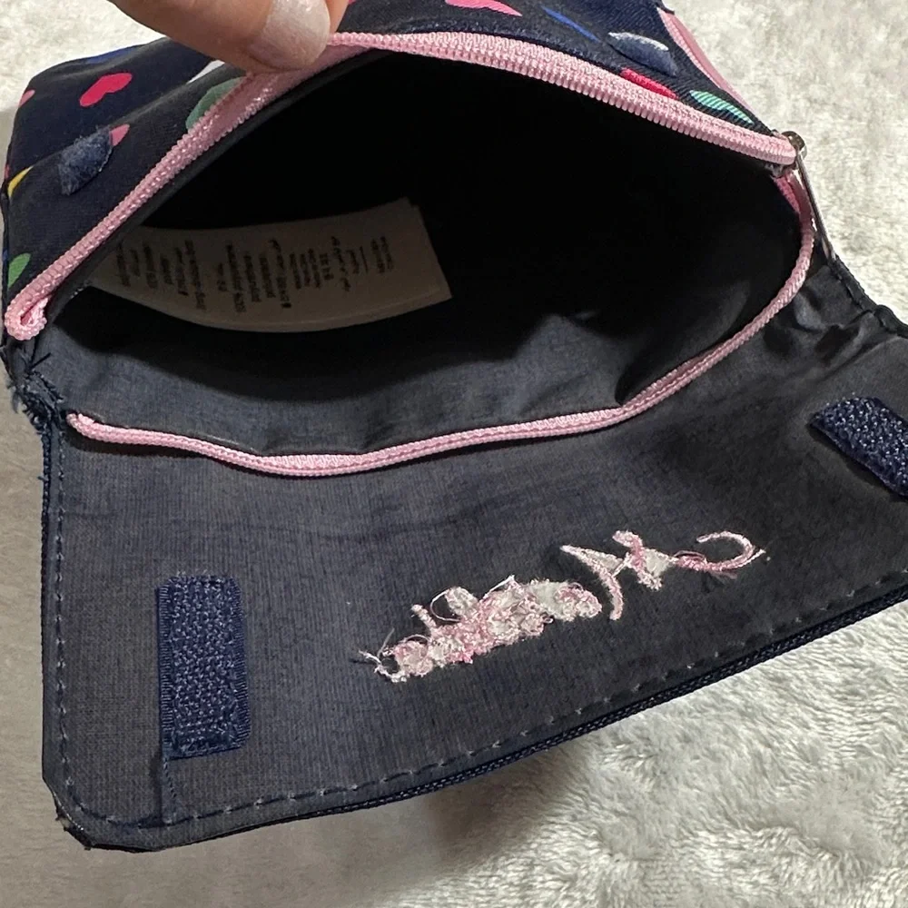 NWOT pottery barn custom Heart Print Navy Pouch monogram Matilda